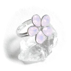 Malý růžový opálový kytičkový prsten
