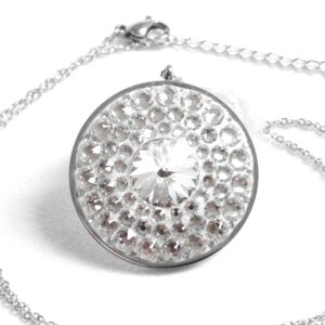 Velký crystal kulatý náhrdelník i s řetízkem- MANDALA